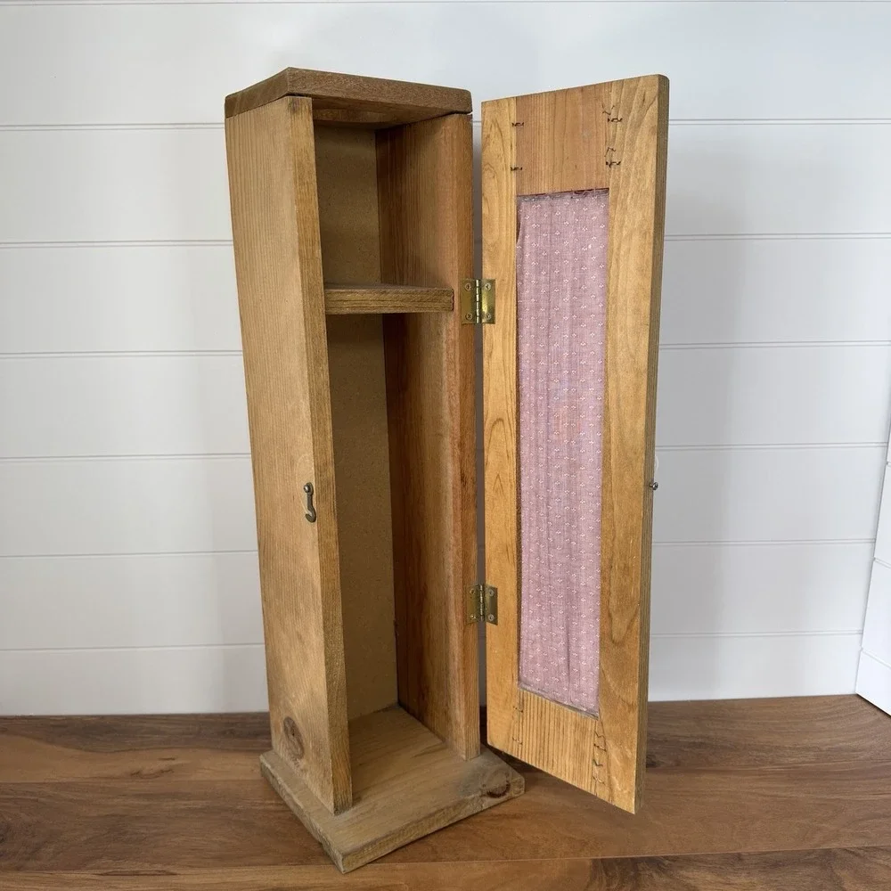 VTG 80's  Wood Toilet Paper Cabinet Holder Cottage Grannycore Farmhouse Bath